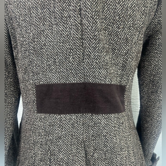 Women's Tweed Blazer Size Medium Brown Herringbone VELVETEEN Trim Dollhouse - Picture 12 of 14